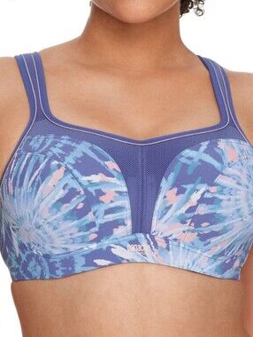 Panache Womens Ultimate High Impact Underwire Sports Bra Purple Tie Dye Size 32H